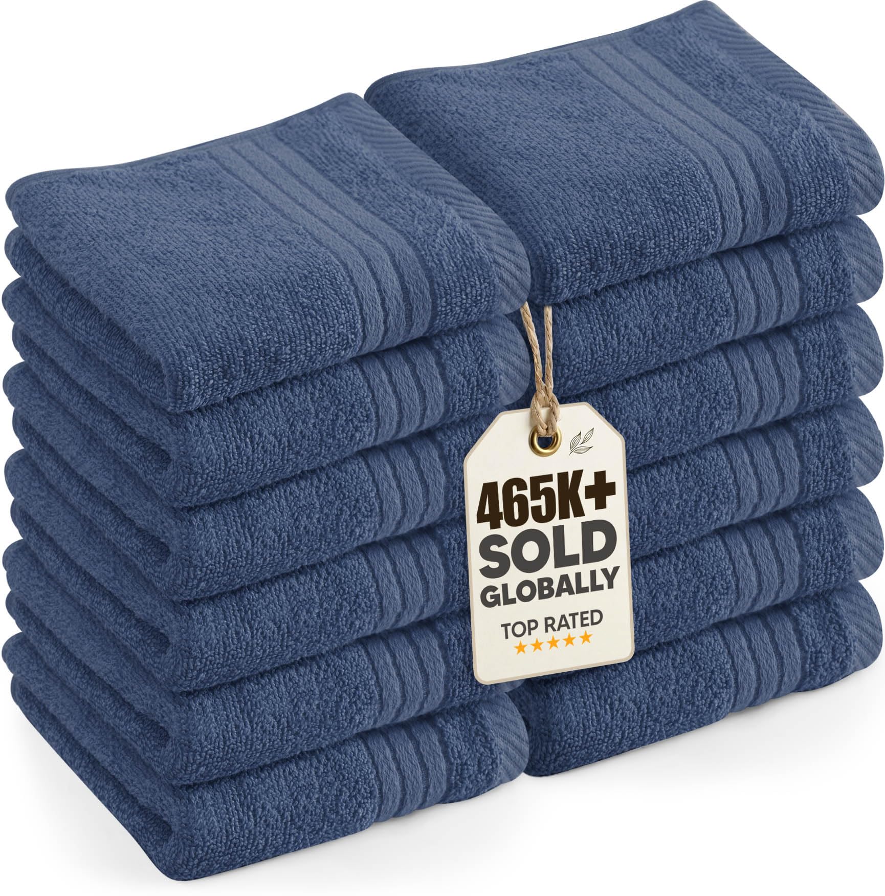Utopia Towels 12 Pack Premium Wash Cloths, 12x12 in, 100% Cotton, Navy