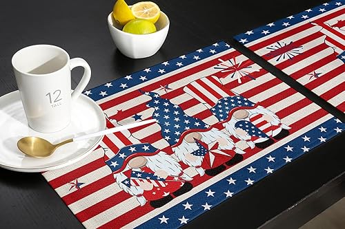 Vista 255 de Juego de 6 manteles individuales rojos para el día de San Valentín, diseño de corazón de San Valentín, resistentes al calor, lavables, manteles