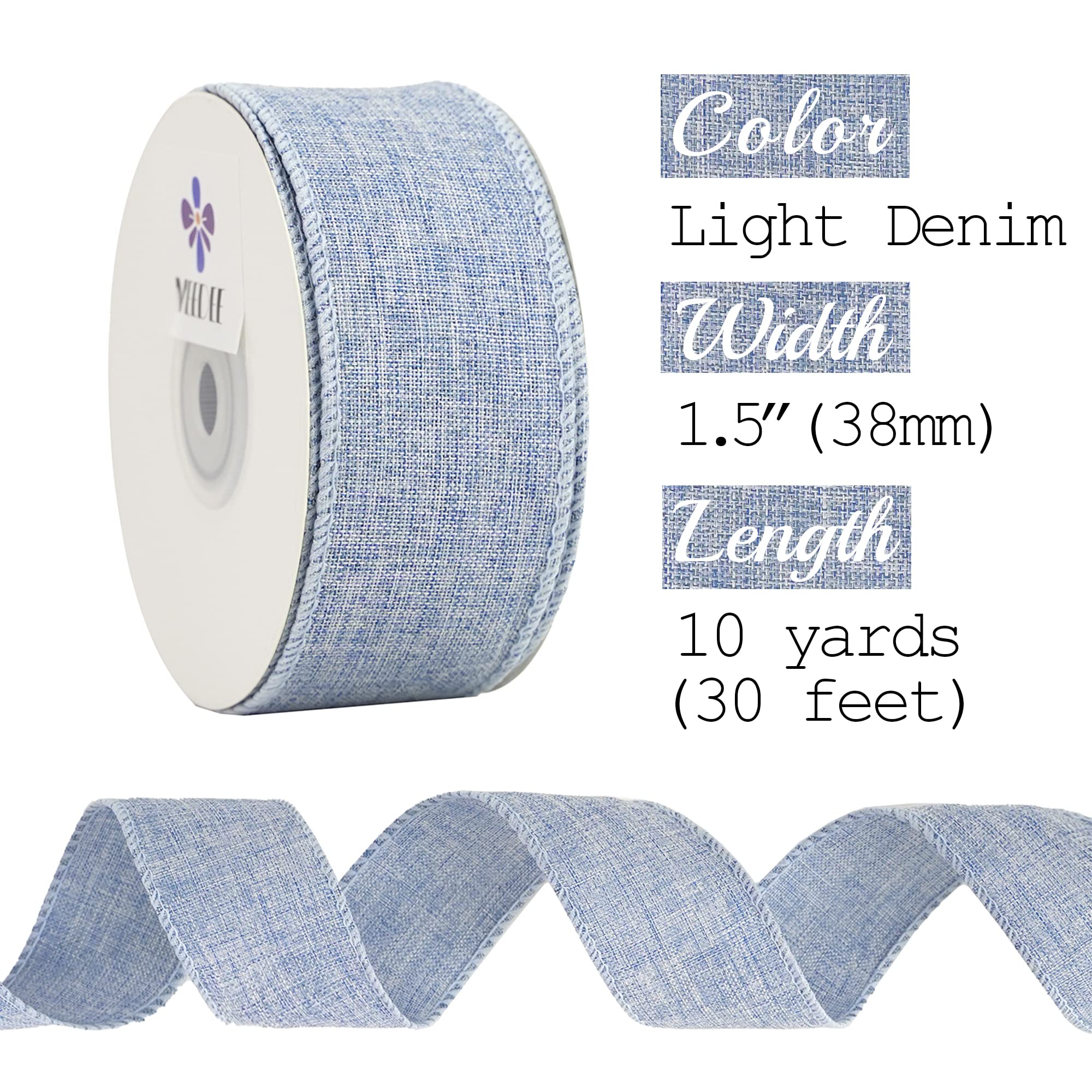 Lightweight Ribbon Snapklik.com : MEEDEE Light Denim Wired Ribbon 1.5 Inch Denim Ribbon ...
