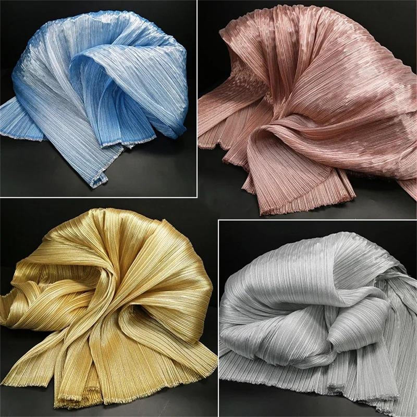 Tissu en Organza Transparent, Tissu plissé métallisé 99 cm × 142, tissu transparent for la décoration de mariage, confection robes et autres créations(7)