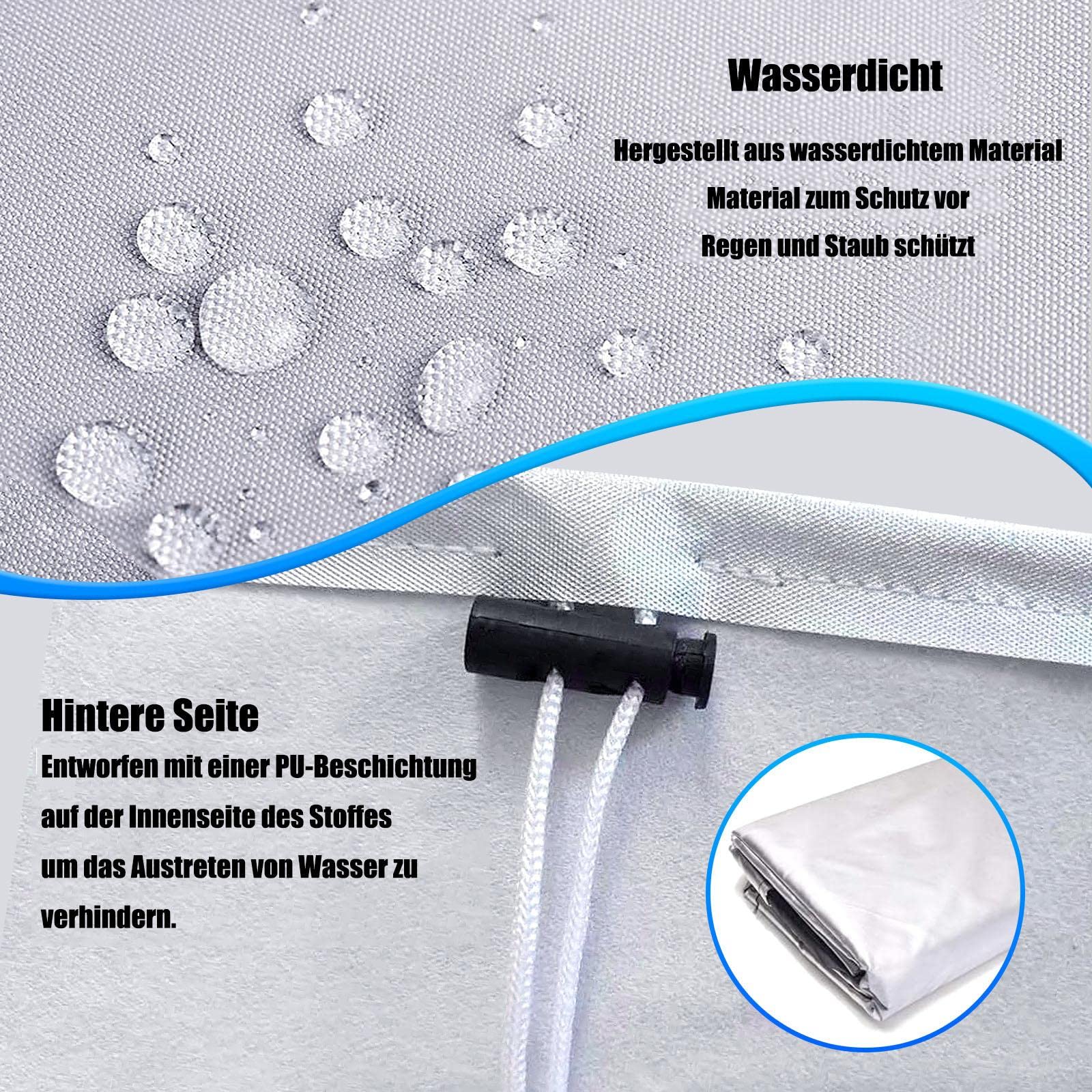 Abdeckung für Gartenmöbel 400x240x75cm/L x W x H, Wasserdichte, Winterfest, 600D-Oxford-PVC-Beschichtung, Rechteckig Schutzhülle, Multi Größe Schutzhülle Gartenmöbel Terrasse Gartenmöbel - Silber