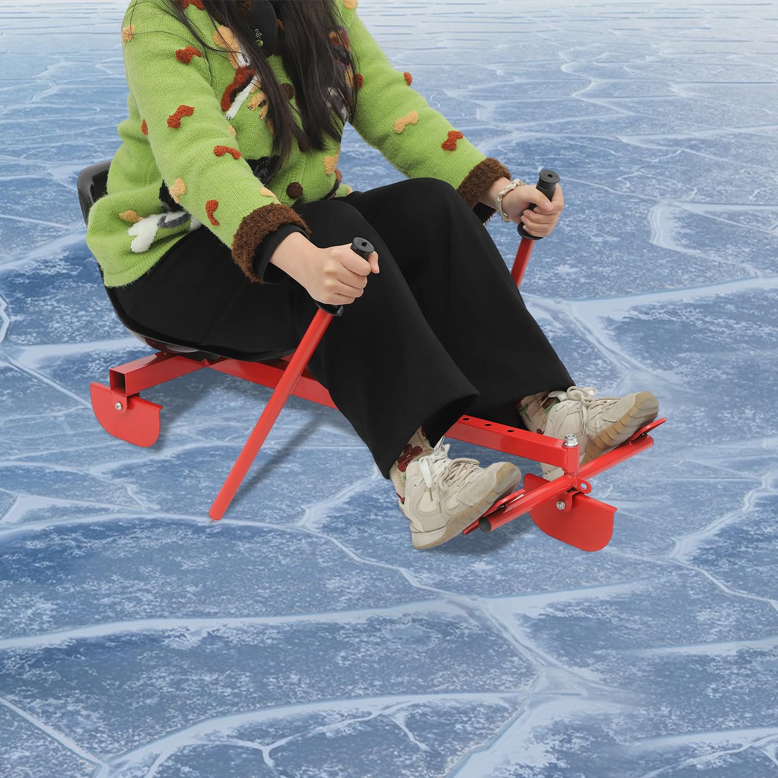 Snow Racer Scooter,Adjustable Ski Sled Slider Board,Portable Snow and Ice Skate,Snow Bike Sled for Outdoor Skiing and Skating Programs