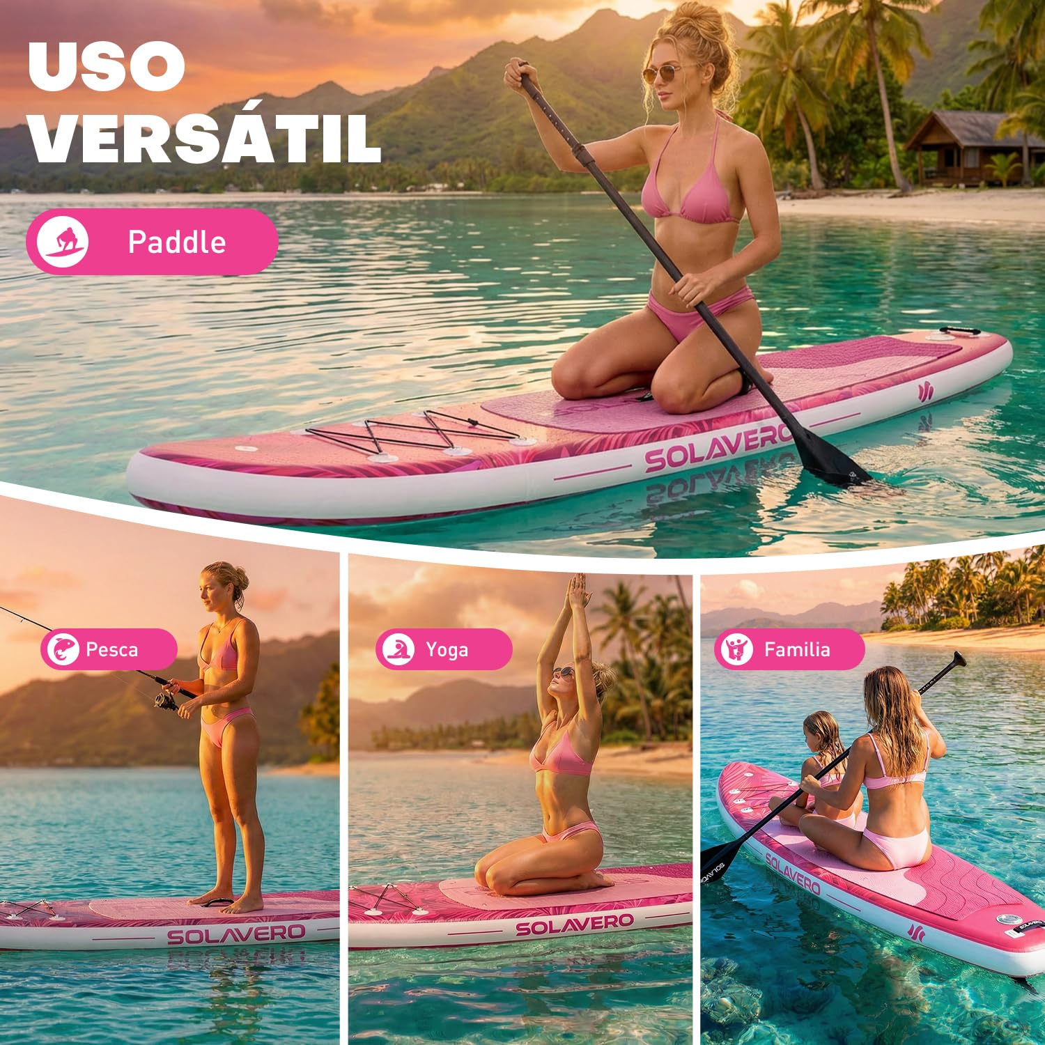 SOLAVERO Tabla Paddle Surf Hinchable, 323 x 83 x 15 cm Sup con Antideslizante EVA Deck, Paleta Ajustable, Soporte para Cámara, Quillas, para Todos los Niveles de Habilidad, hasta 200 kg