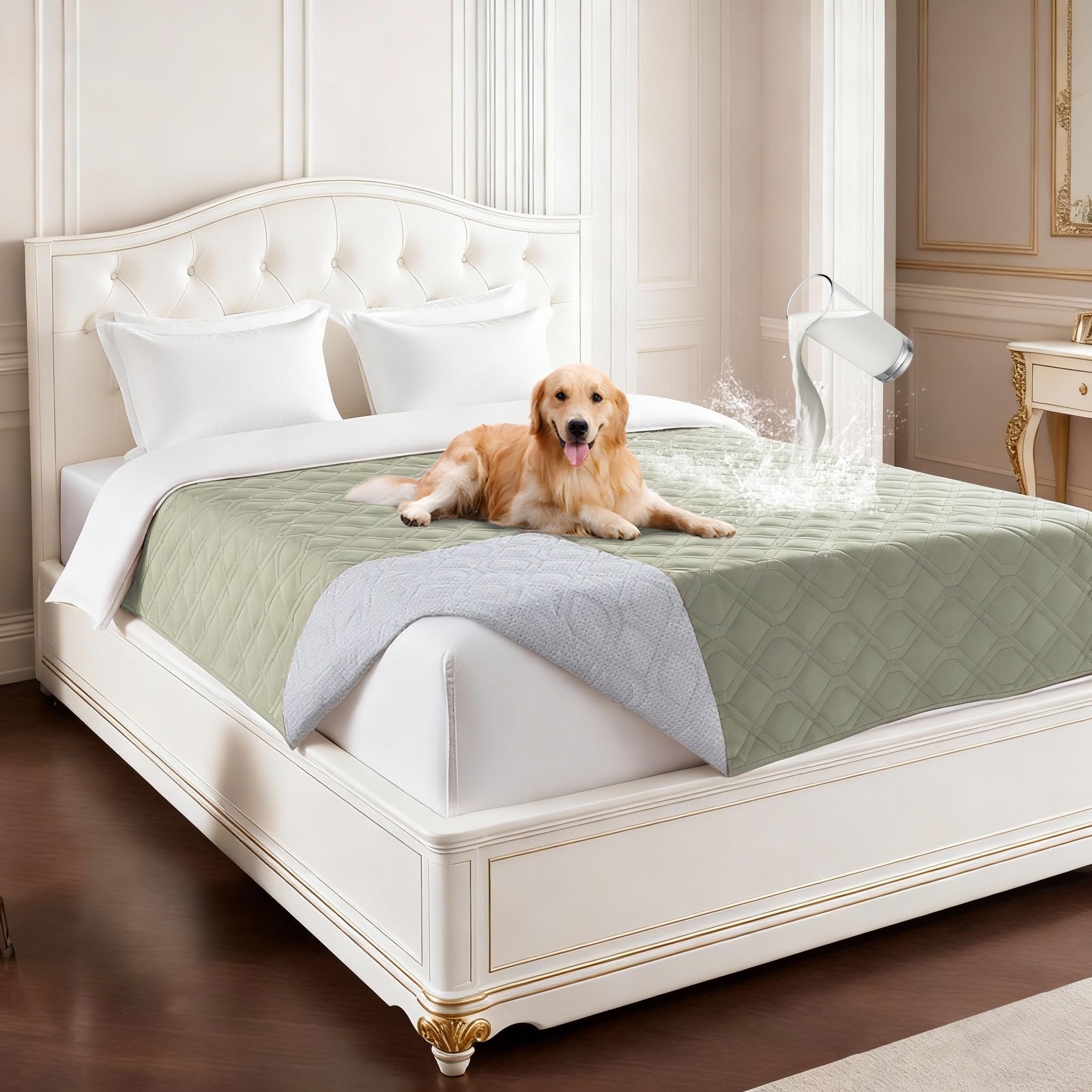 Couverture imperméable pour lit pour chien H.Versailtex 172x208 cm chêne blanc