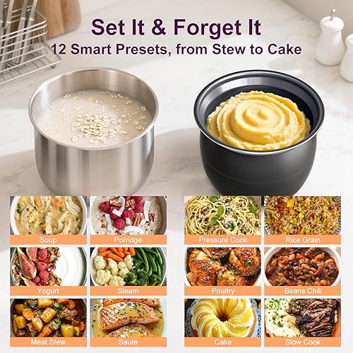 Miniatura 3 de Fullwill Olla a presión eléctrica de doble olla de 6 + 5 cuartos (2025 actualizada), multicocción 12 en 1 para cocción a presión, sopa, yogur,