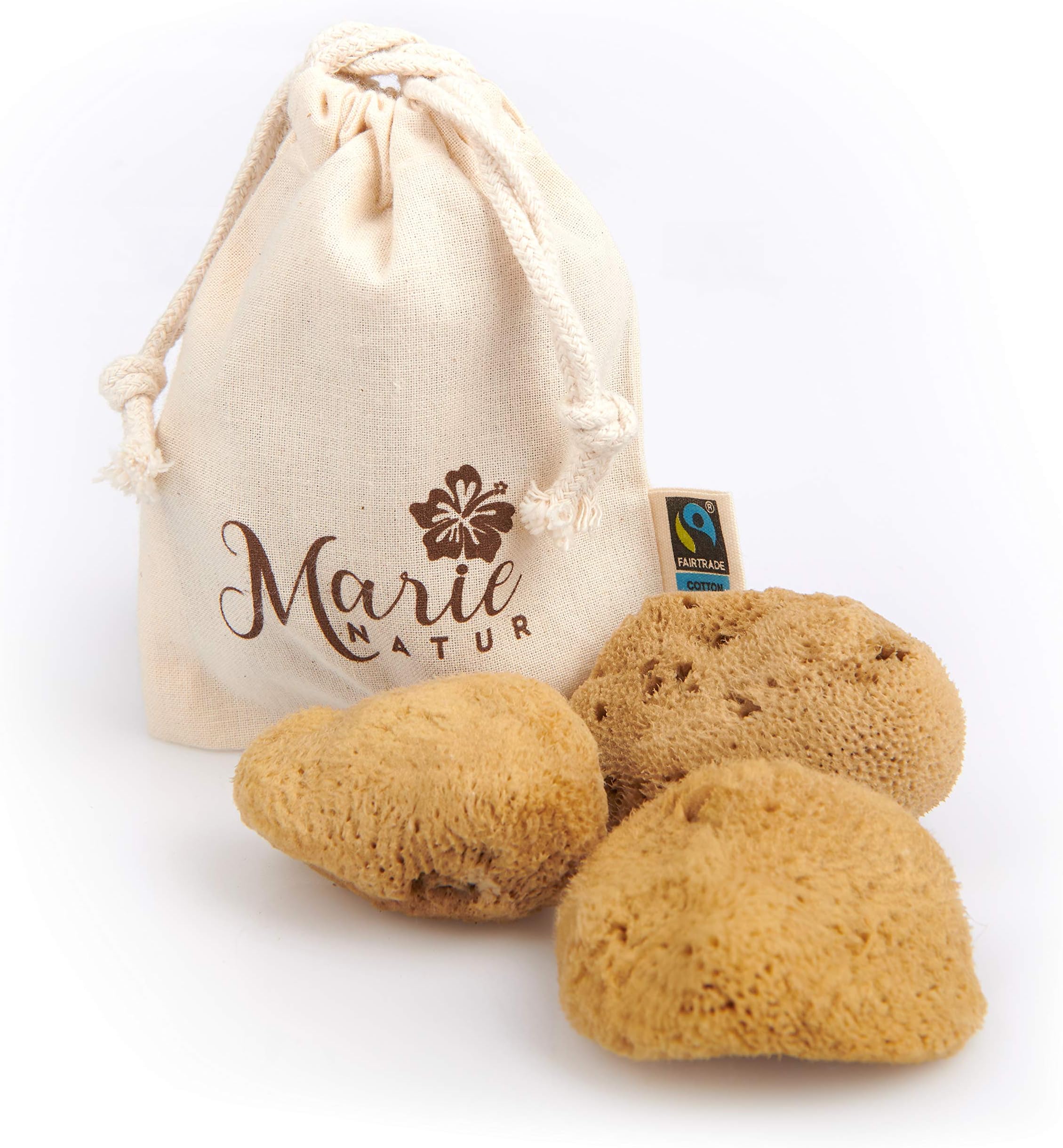 Organic Natural Menstruation Sponge Set of 3 in a Fabric Bag