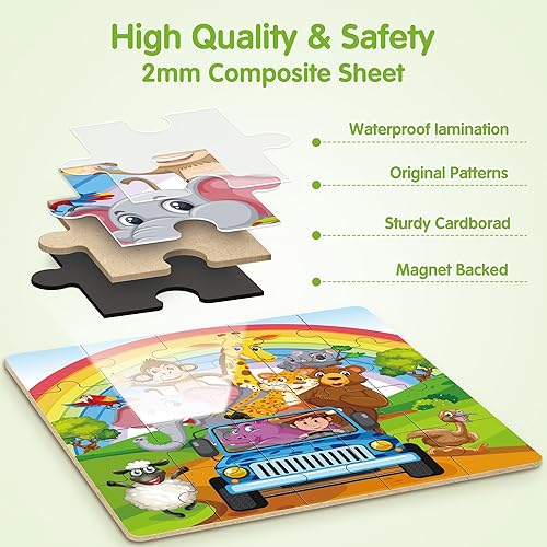 Miniatura 3 de SYNARRY Rompecabezas magnéticos para niños de 3 a 5 años, 20 piezas de rompecabezas de animales para niños de 4 a 6 años, rellenos de cesta de