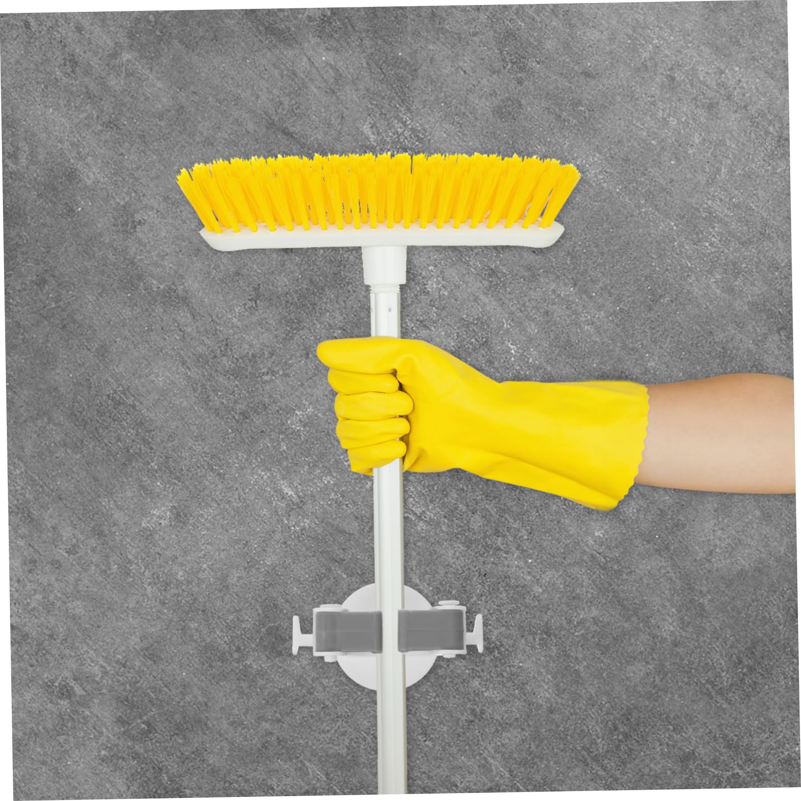 Beavorty 1pc Broom Mop Holder Wall Mounted Drilling Adhesive Hook Heavy Duty Mop Clip for Home Office Restaurant Random Color