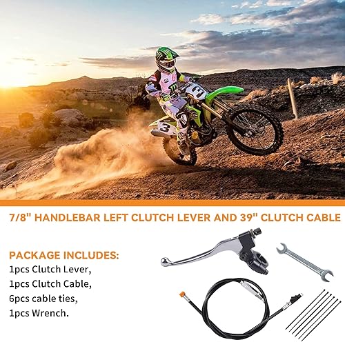 Miniatura 6 de Palanca de manillar izquierda de 7/8" y cable de embrague de 39" con adaptador, compatible con 50cc 70cc 90cc 110 cc 125cc SSR Apollo Tao Tao Dirt
