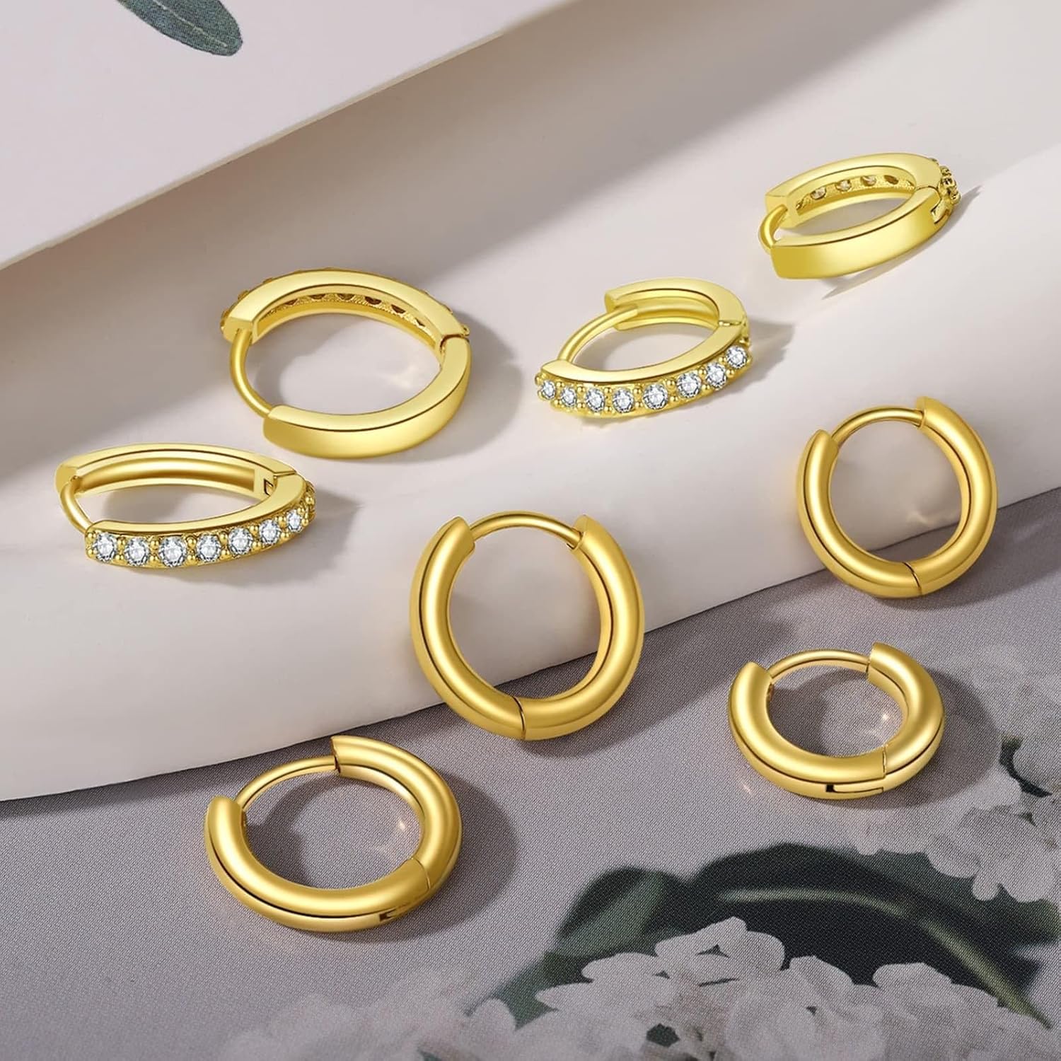 Surgical Steel Earrings Sets for Multiple Piercing Lightweight Small Huggie Hoop Earrings CZ Stud Earrings for Women Trendy Cartilage Hypoallergenic - Image 6