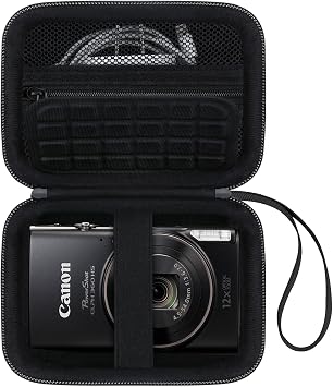 Canboc Carrying Case for Canon PowerShot ELPH 360 HS A/ 360 HS/ 360/ IXY 650/ Sony DSCW830 Digital Camera, Mesh Pocket fit Cable, Batteries, Black Case Only