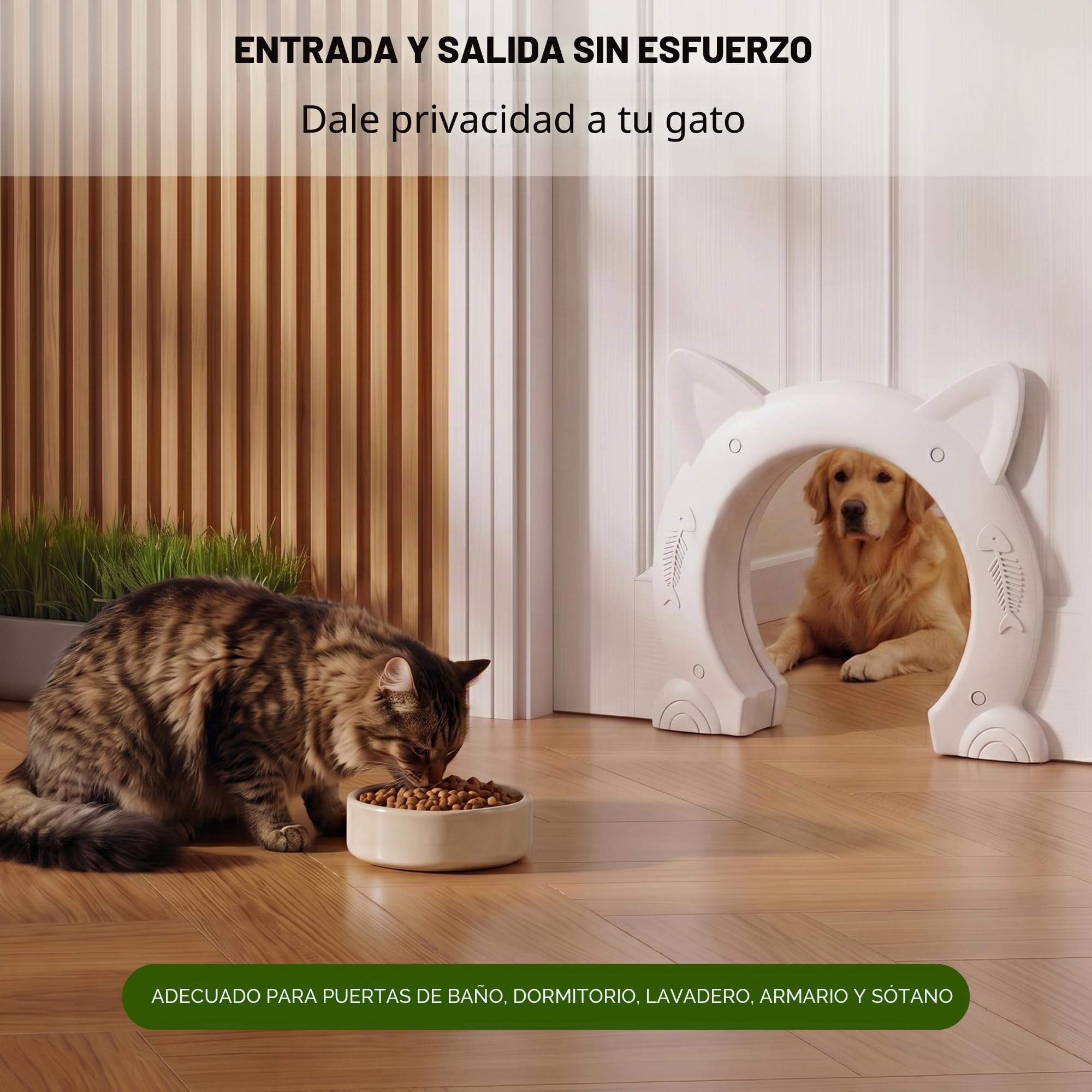 Wordcam Puerta interior grande para gatos, puerta interior XL para gatos, puertas para mascotas para gatos, gatitos y perros pequeños (blanco)