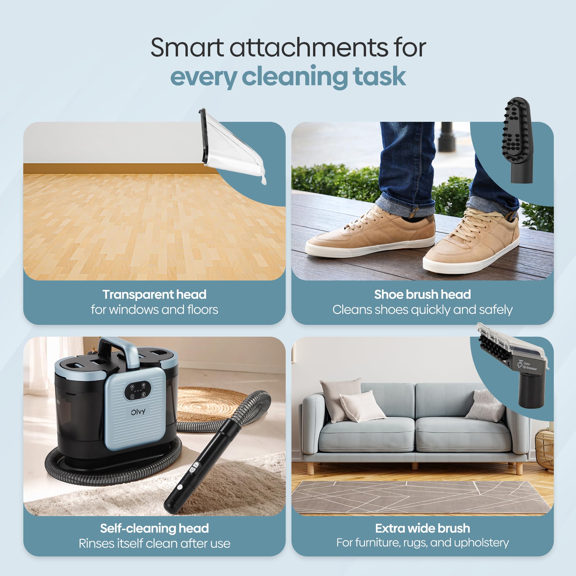 Olvy Pralka Do Dywanów PRO Z Parą 1650W – Nasssauger, 100C Steam Cleaner, Tapicerka Sofa Materac – Plamy