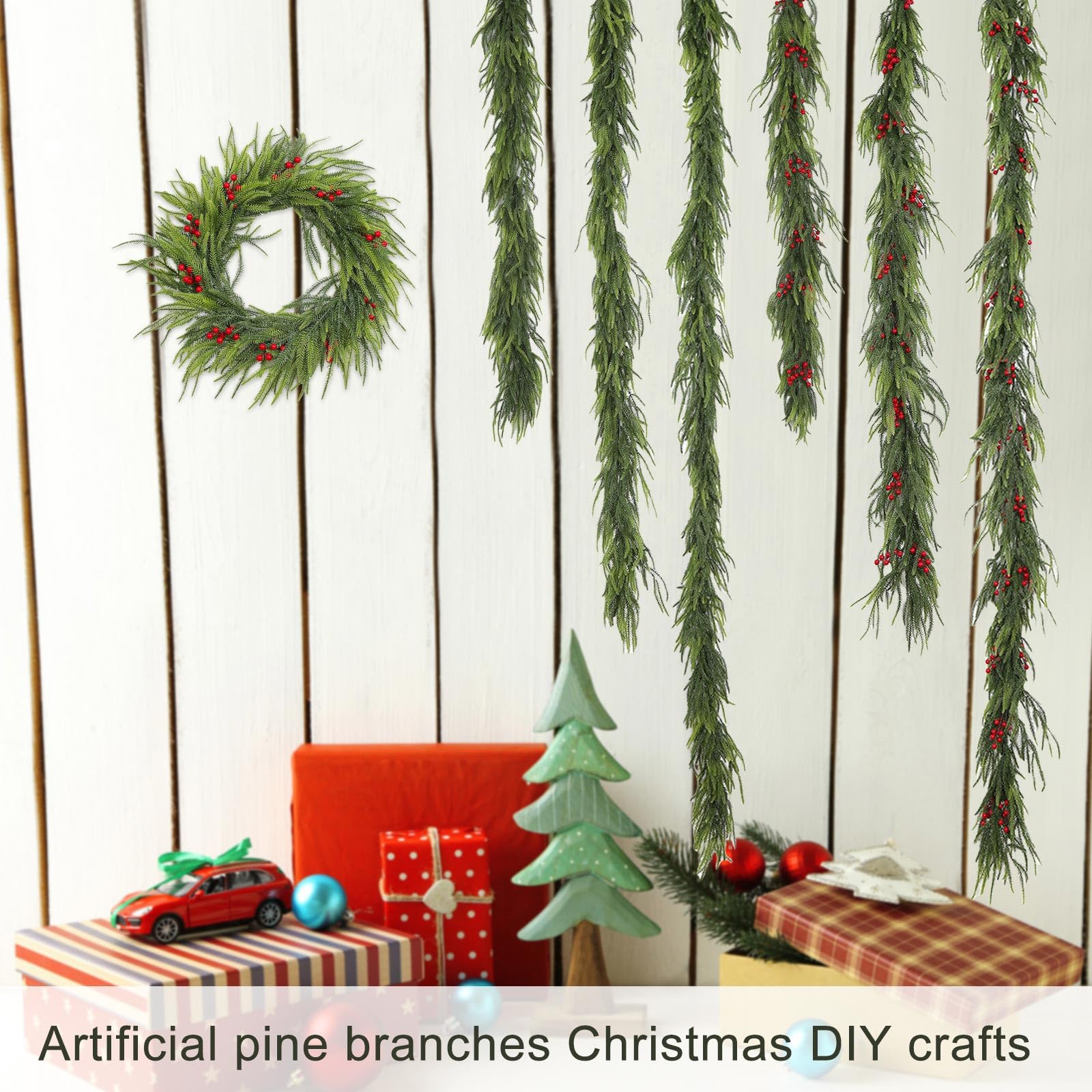 Künstlicher Zweig/Kranz aus realistischem Kiefernholz für Vasenarrangements Weihnachtsdekoration handgefertigte Simulation Pflanze Ornament