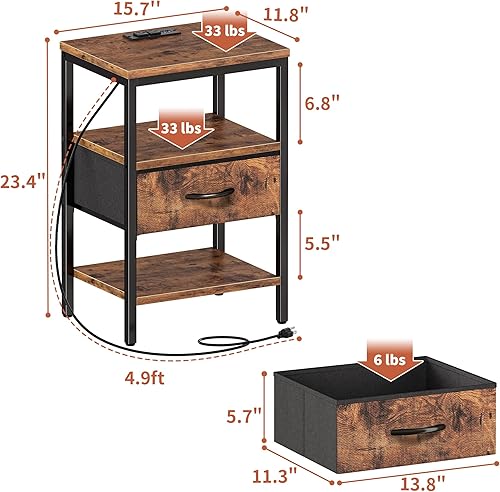 Miniatura 9 de Huuger Cómoda de 4 cajones para dormitorio y mesita de noche SUPERJARE con estación de carga