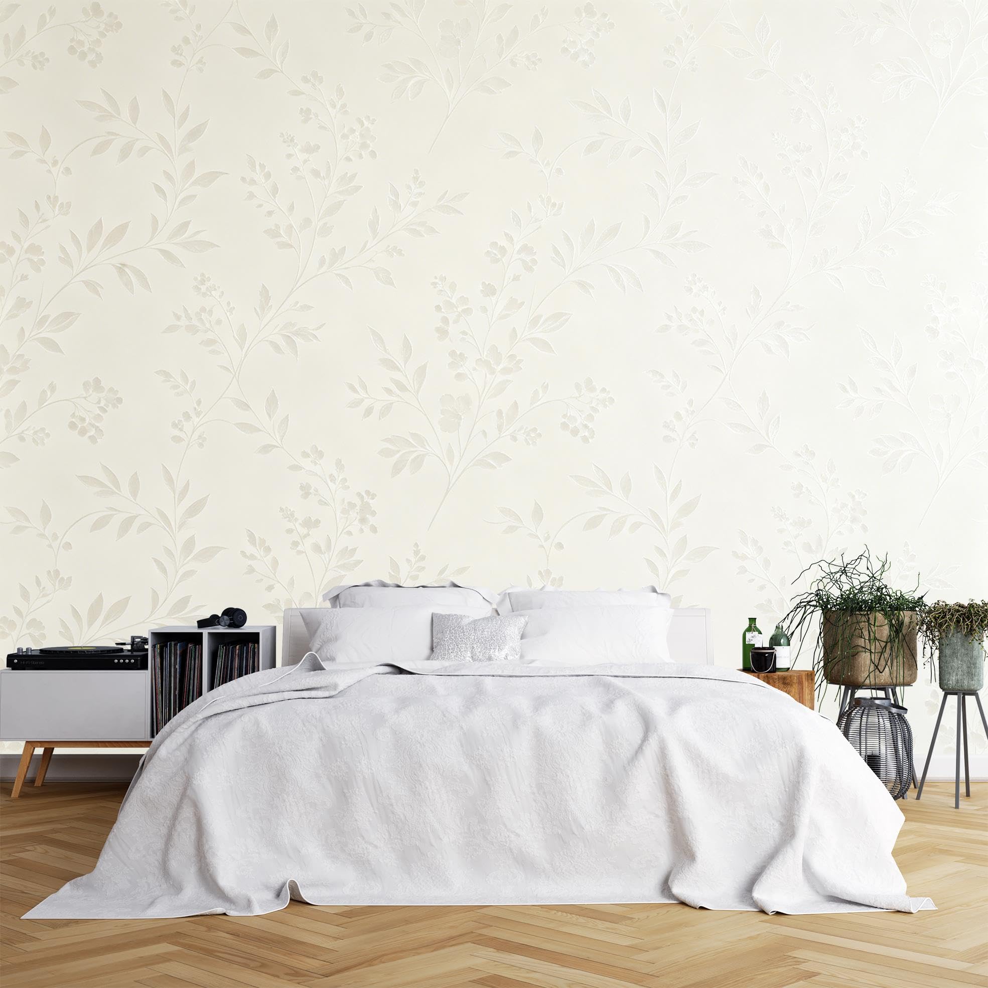 Peel And Stick Vinyl Wall Mural, Beige Leaf Photo Wallpaper 280X180Cm(Wxh) Waterproof Removable Self Adhesive Wall Covering For Living Room Bedroom Feature Wall Beige Leaf 280X180Cm(Wxh)