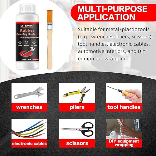 Miniatura 7 de Revestimiento de goma de inmersión para herramientas de 5.1 fl oz, inmersión de goma para herramientas, impermeable, revestimiento protector