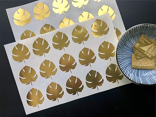 Miniatura 6 de 30 Gold Foil Monstera Stickers, Monstera Leaves, Plant Leaf Stickers, Tropical Stickers, Gold Labels For Envelopes