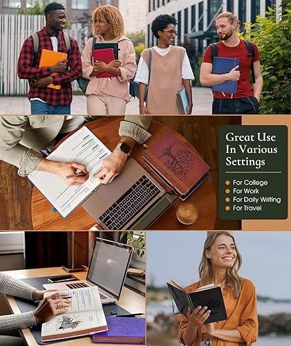 Miniatura 7 de Diario vintage de cuero, cuaderno rayado de 300 páginas con páginas numeradas, cuaderno A5 para mujeres y hombres, diario de viaje, diario para