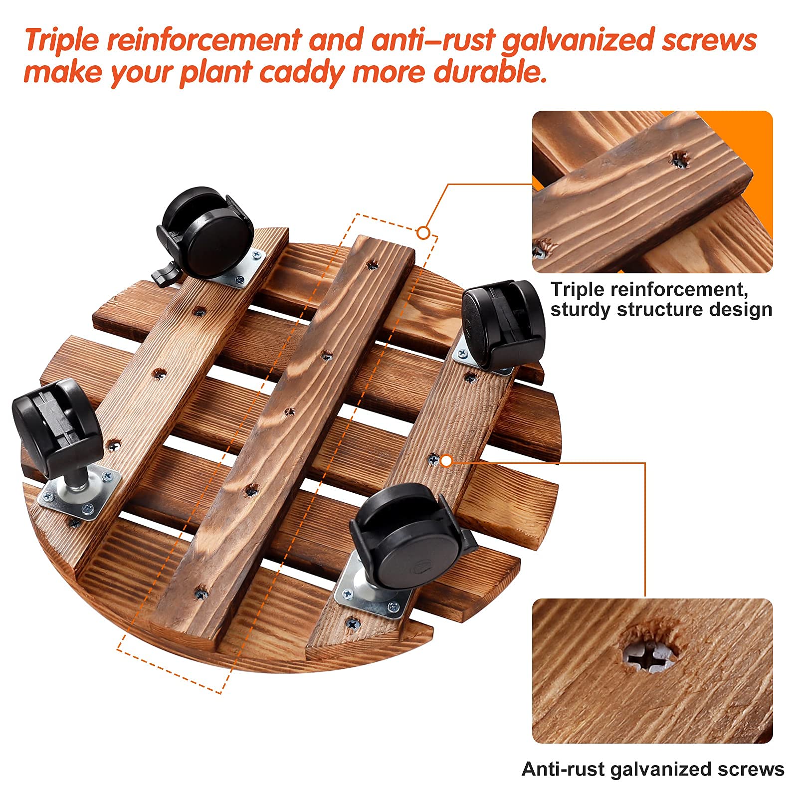 KarNeey Plant Caddy 12 Inch Plant Stand with Wheels Rolling Plant Stand Heavy Duty Rolling Plant