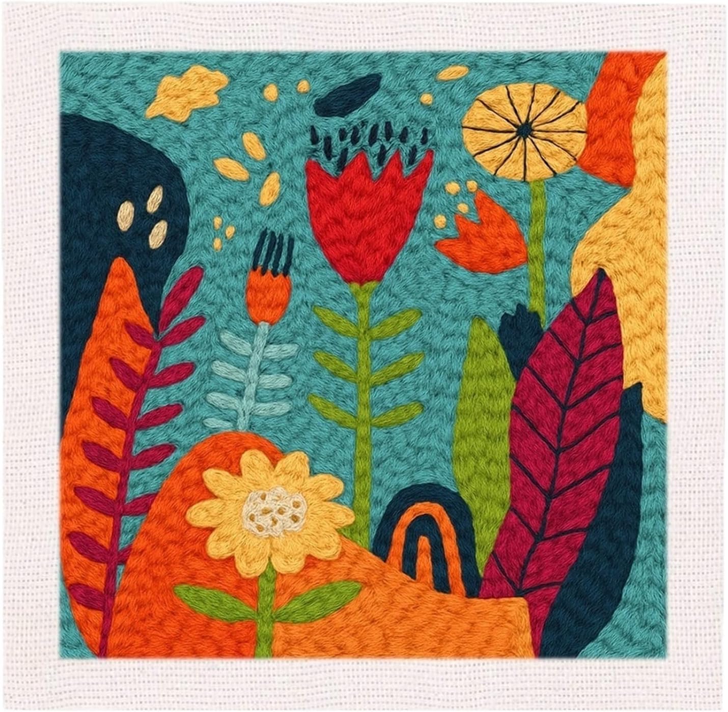Edgiyuo Flower Pattern Punch Needle Kit - Beginner-Friendly Embroidery Frame for DIY Crafts(CCXF-99-2525)