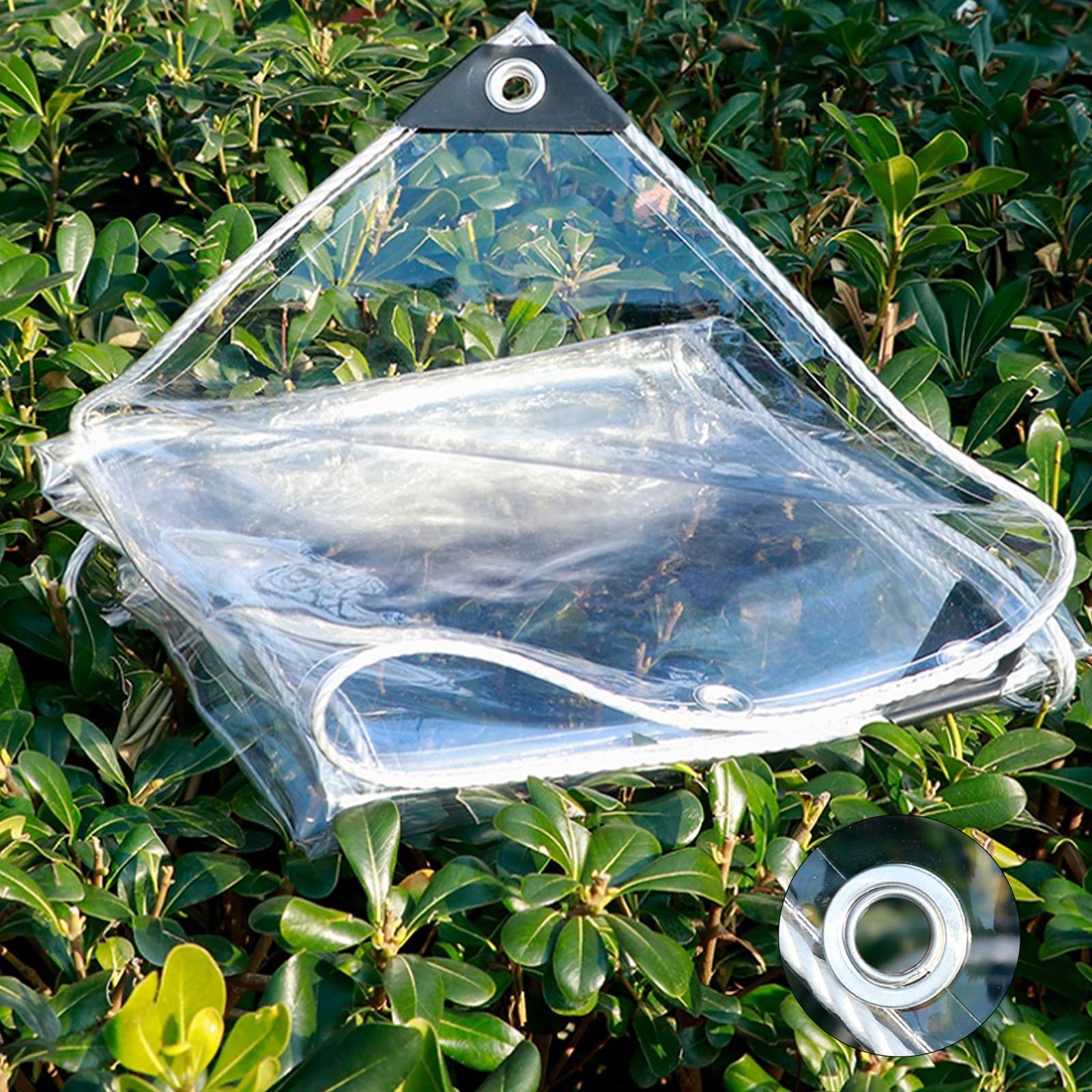 Lona transparente de PVC reforzada de 1x2 m resistente para exterior