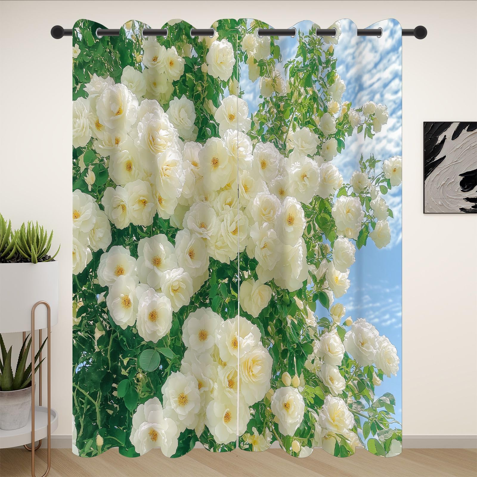 Rideau occultant floral 245x140 cm pour sublimer un salon esprit nature