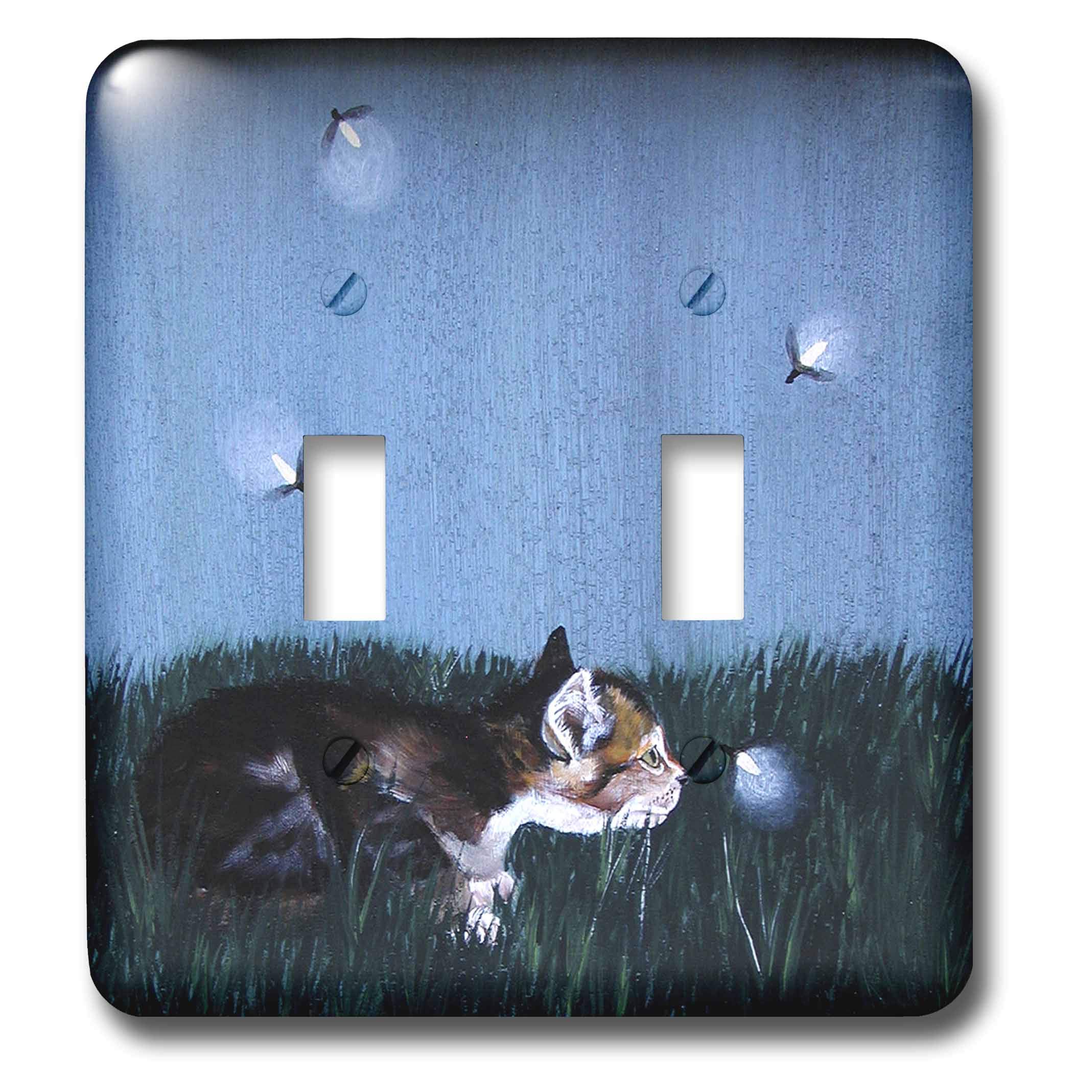 Interrupteur à bascule chaton 3dRose lsp_44351_5 avec motif chat herbe et insectes