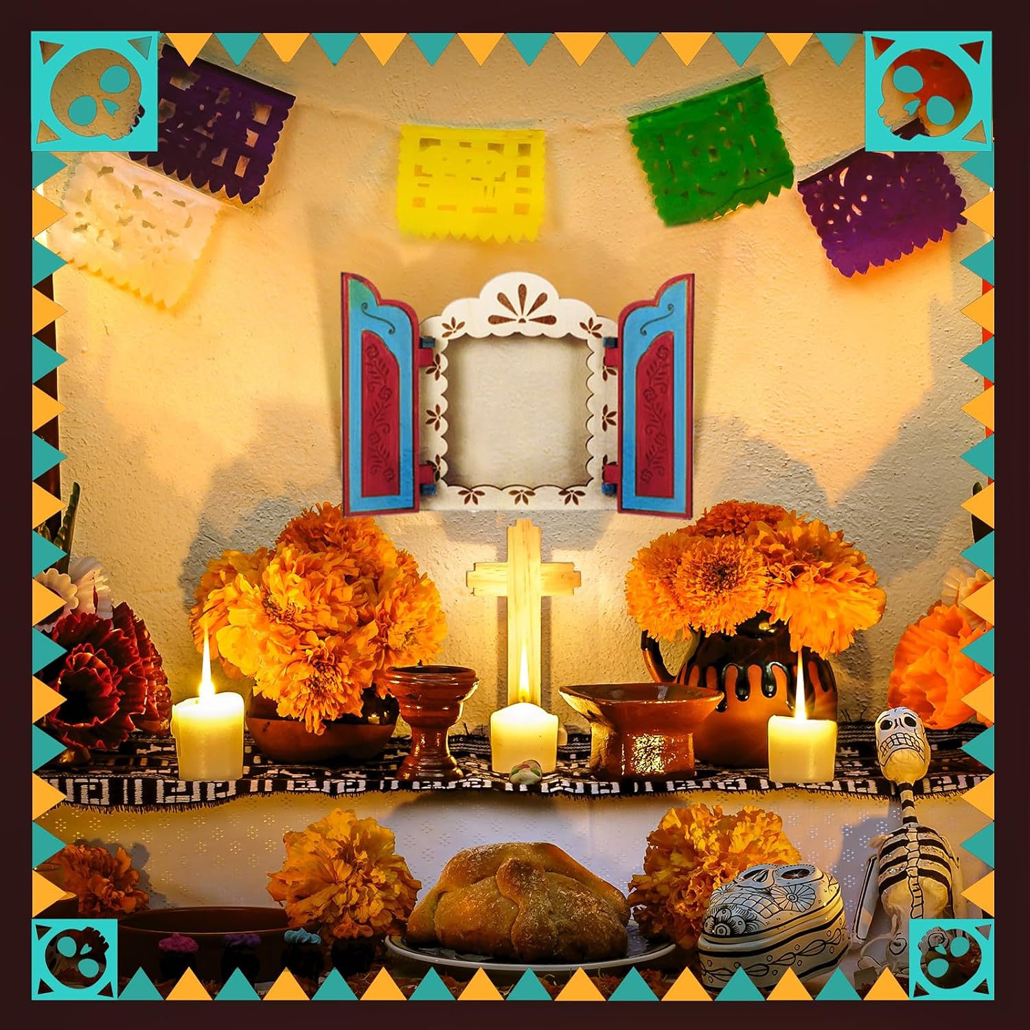 Yalikop 3 Pcs Dia De Los Muertos Wooden Ofrenda Altar Shadow Box DIY Crafts