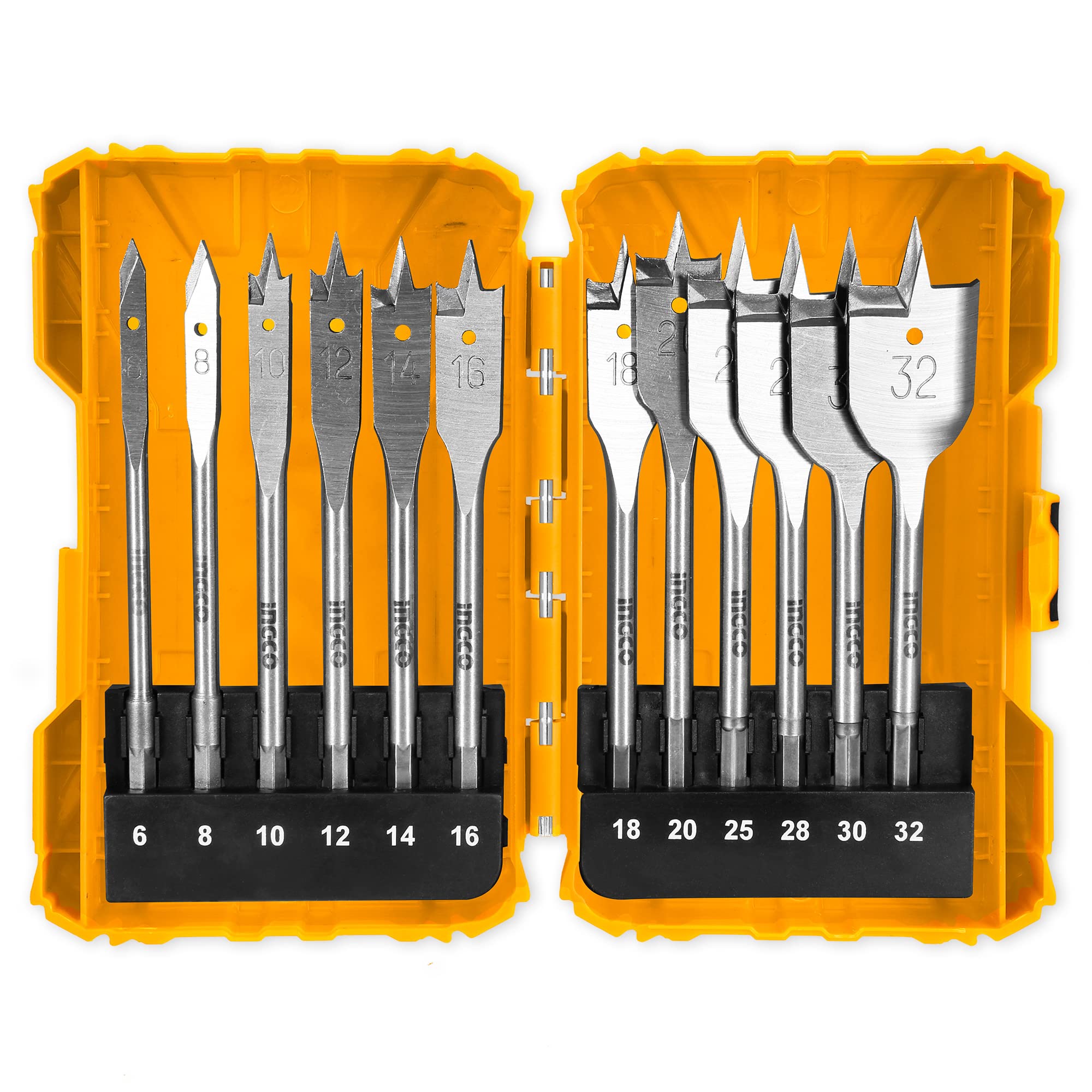 INGCO 12 Pcs Wood Drill Bits Set, Carbon Steel Paddle Flat Bit with 1/4" Hex Quick Change Shank for Hole Cutter Woodworking (B0BCPJ27Z3) Amazon Price History, Amazon Price Tracker