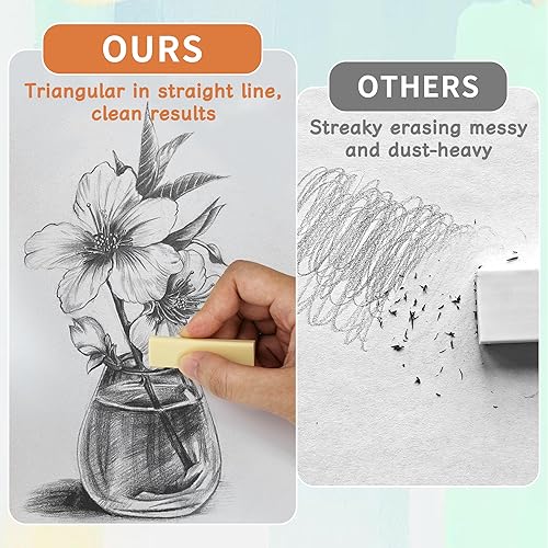 Vista 5 de EULANT Borradores de lápiz de 6 piezas, goma blanca 2B para escuelas, oficina, niños y adultos, borradores de arte suaves para escribir, dibujar