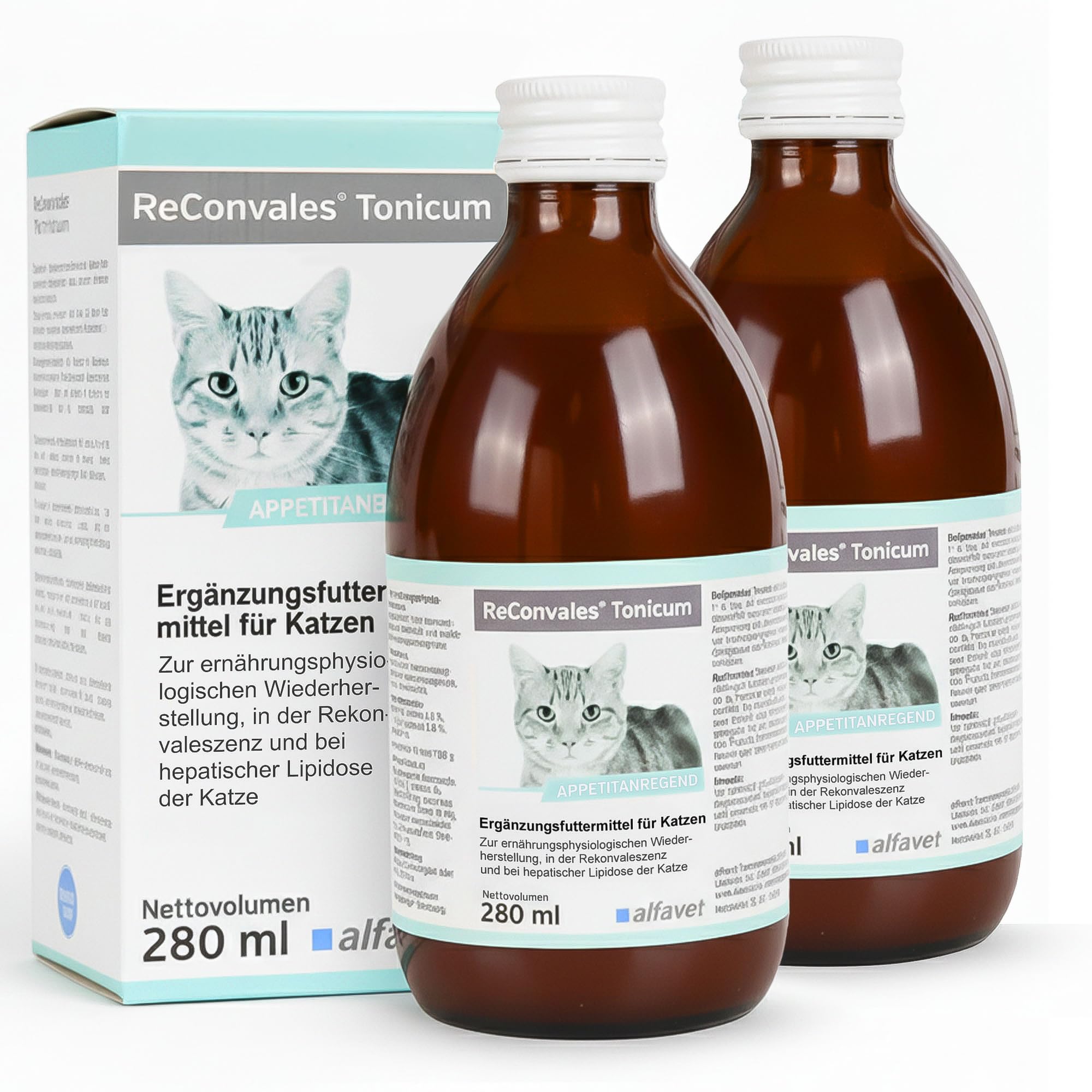 alfavet ReConvales Tonicum Cat - Paquete de 2 piensos suplementarios apetitosos para convalecencia y bajo peso, 2 x 280 ml