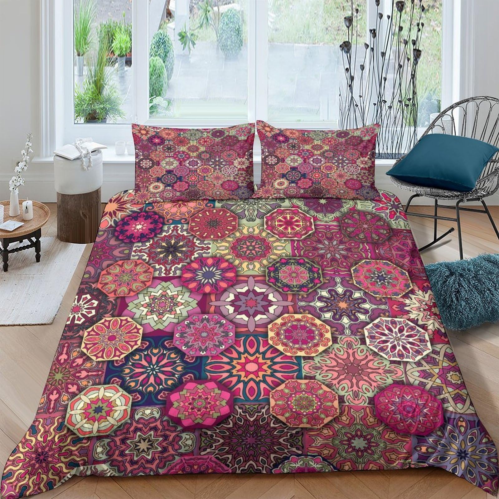 Ctjqhvkz Style-7 3D Printed Mandala Boho Fitted Sheet Microfiber Soft Colorful Geometric Pattern Mattress Cover For Bedroom Guest Room Decor Single（135X200cm）