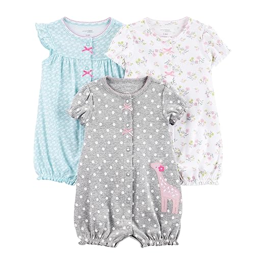 Simple Joys by Carter's Baby Girls' 3-Pack Snap-up Rompers