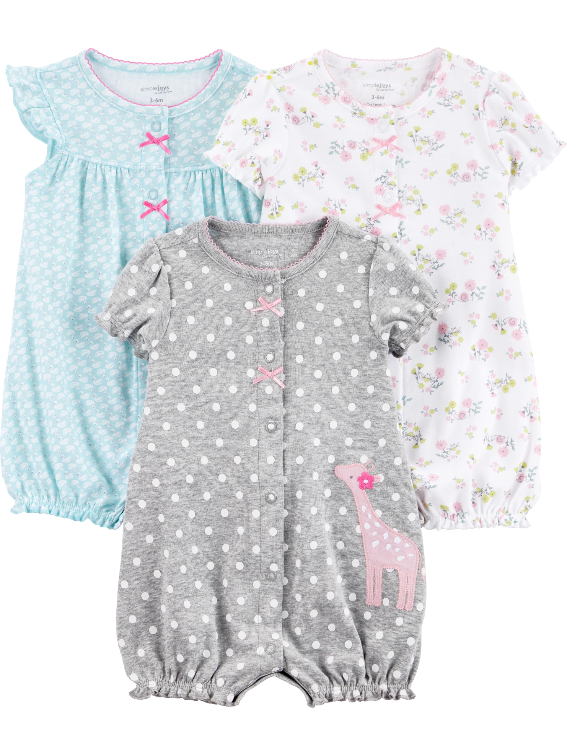 Simple Joys by Carter's baby-girls 3-pack Snap-up Rompers