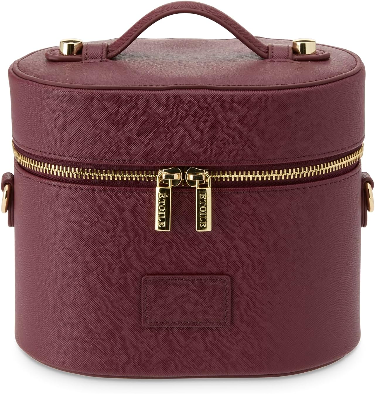 ETOILE – Oval Toiletry Case Burgundy – Travel Makeup Bag Organizer with Shoulder Strap and Removable Divider
