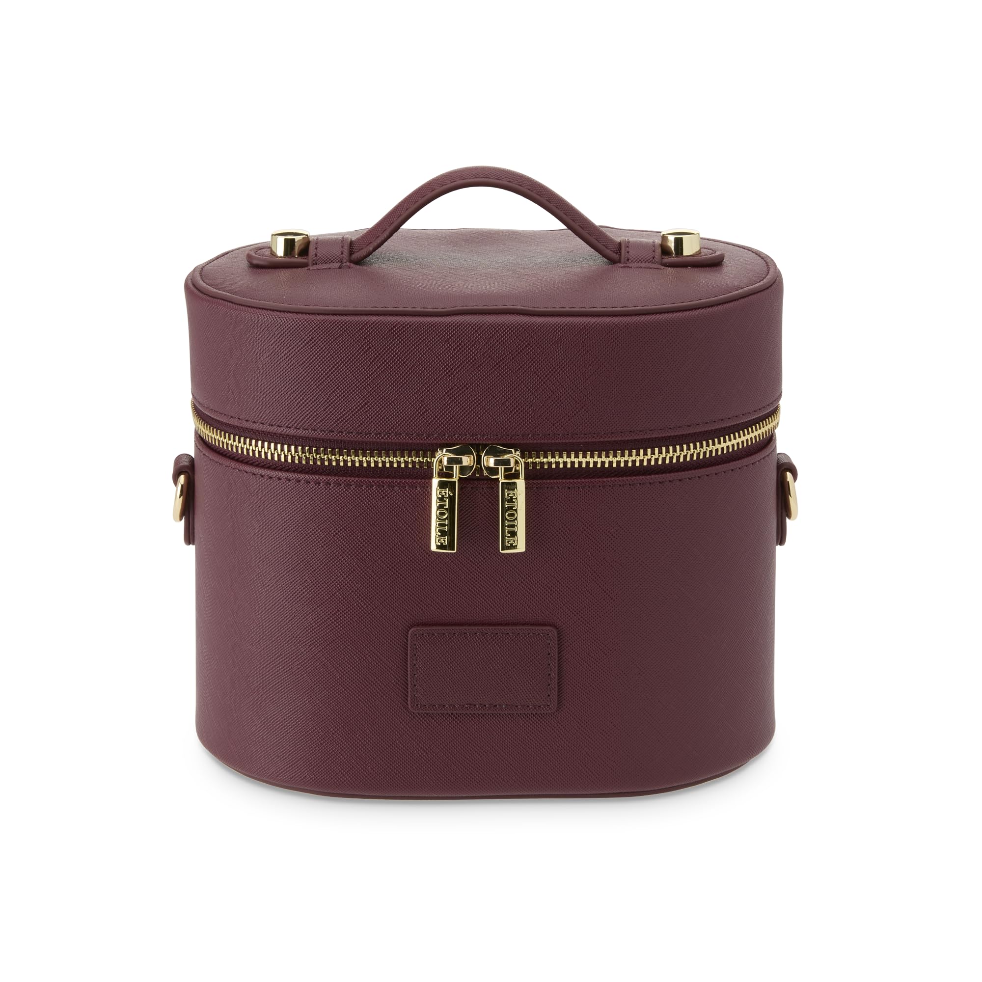 ETOILE - Oval Toiletry Case Burgundy - Travel Makeup Bag Organizer with Shoulder Strap and Removable Divider