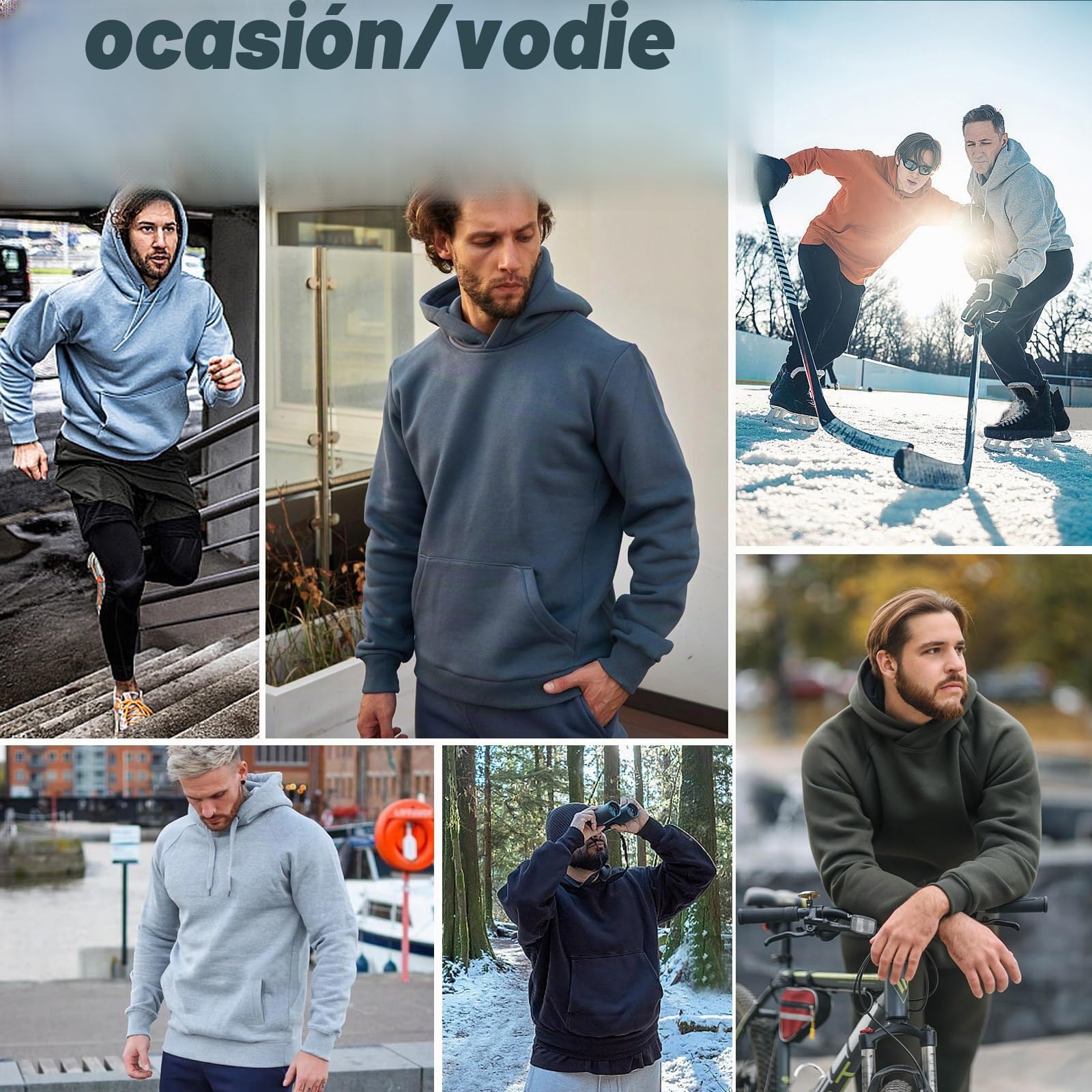 Nadeer Sudaderas con Capucha Hombres Invierno Hoodie Forro Polar Sweatshirt con Bolsillo Pullover Básica Casual