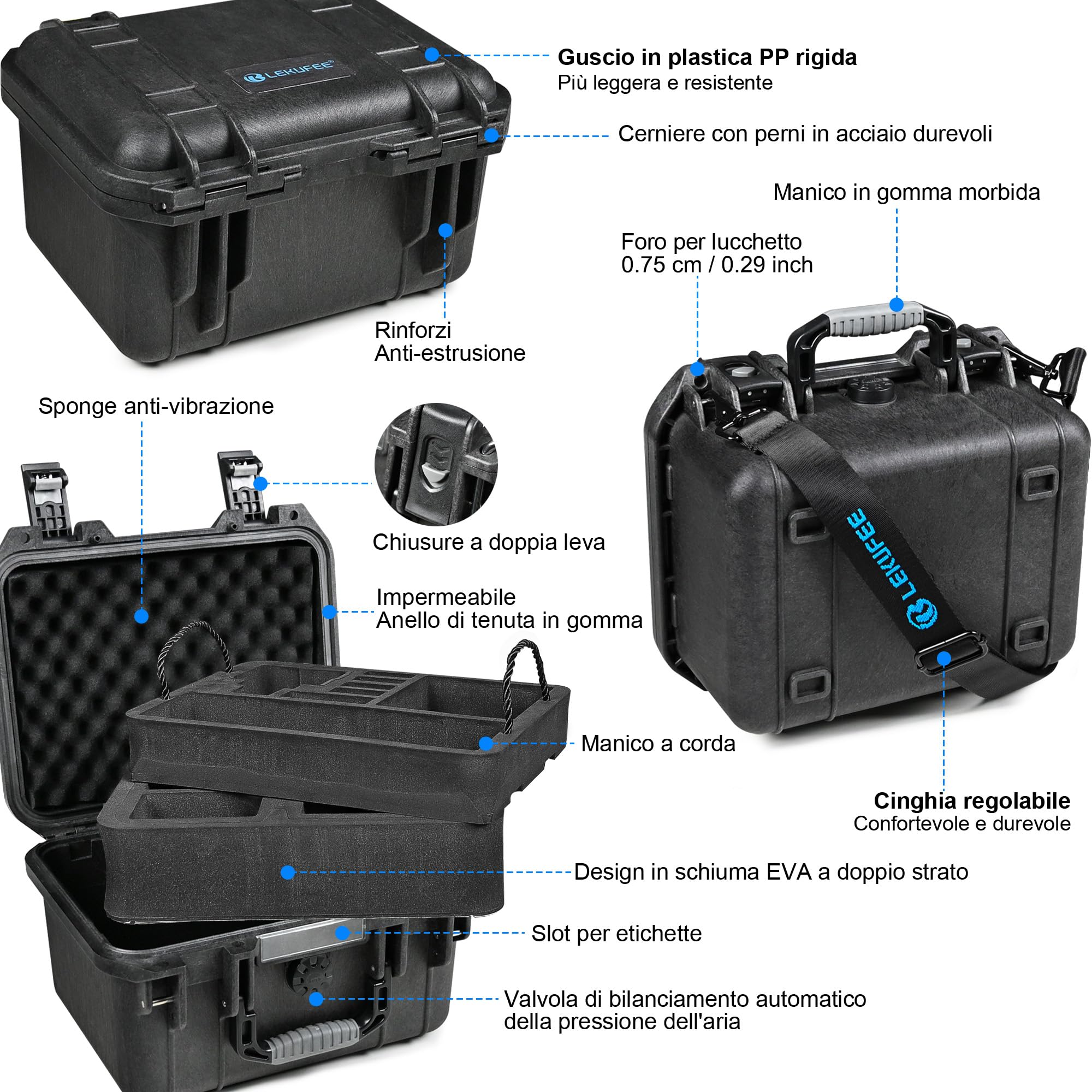 LEKUFEE Custodia Rigida Impermeabile per Insta360 Ace Pro 2/Insta360 Ace Pro/Insta360 Ace/Camera d'azione impermeabile e altri accessori (solo Valigia)