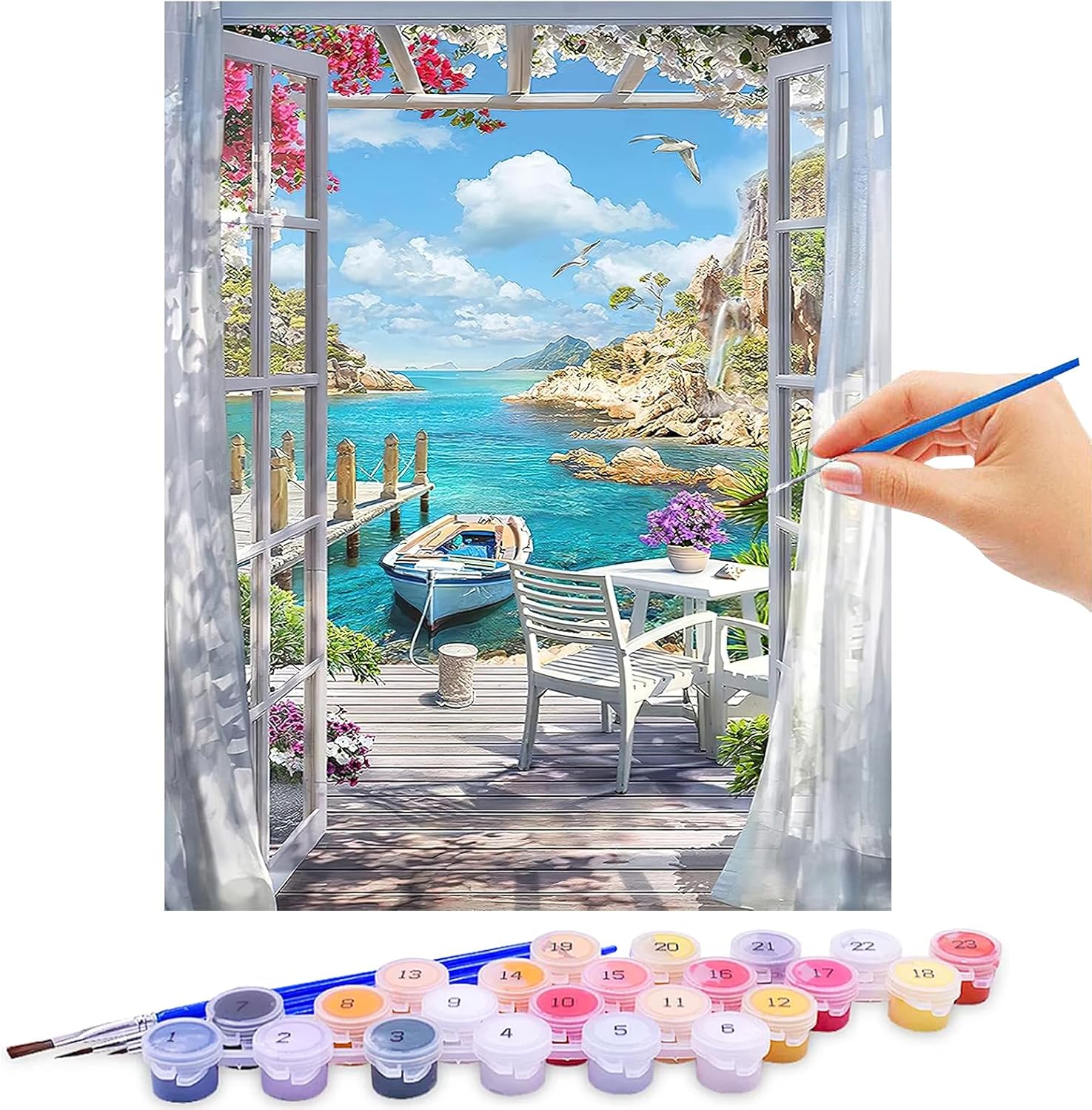 Sancuanyi Paint by Numbers Acrylic Paints Set, DIY Painting by Numbers