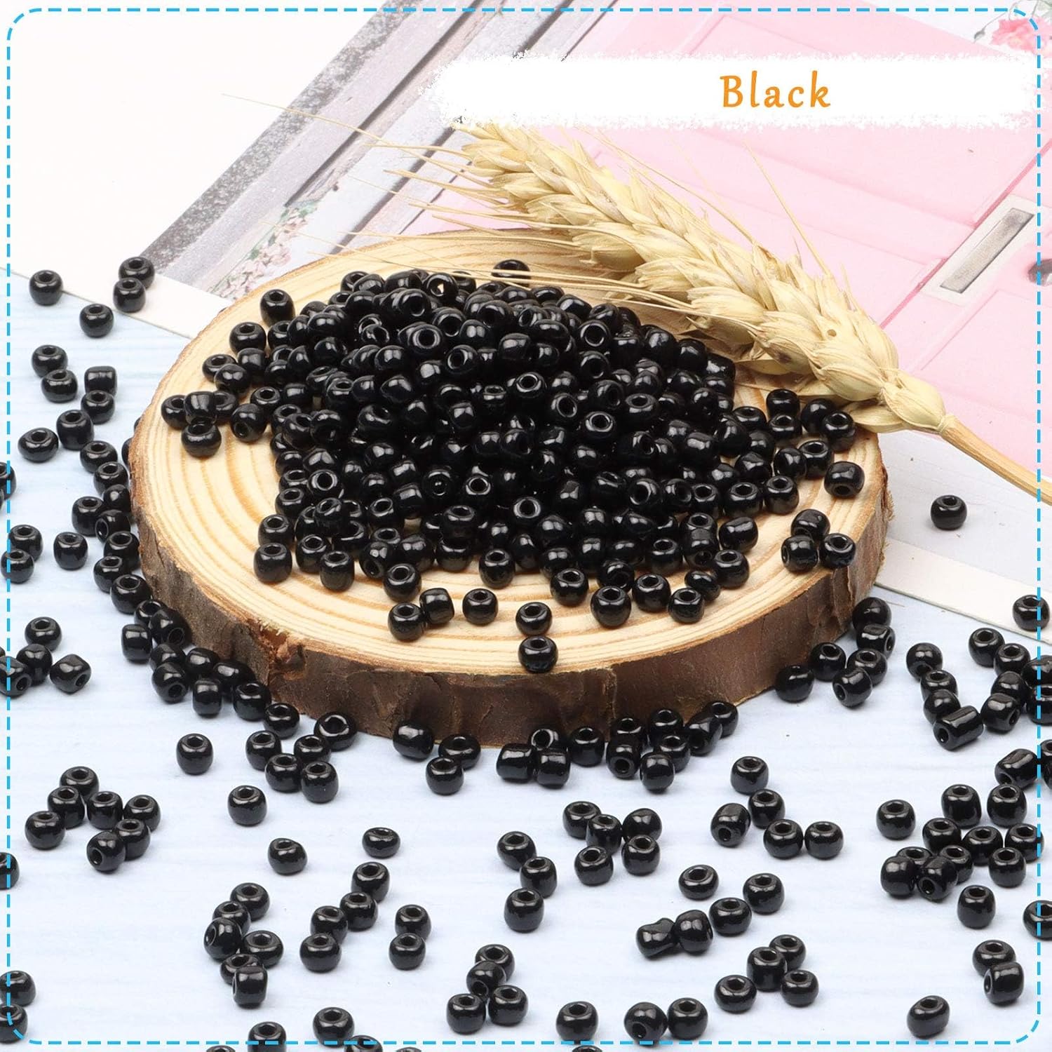 10000pcs Black Glass Seed Beads Bulk, 2mm 12/0 Tiny Small Waist Spacer Seed Beads for Bracelets, Necklace, Jewelry Making DIY Craft Projects with Tweezers - Image 3