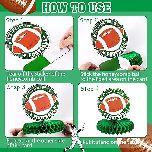 Miniatura 6 de Tallew 9 piezas de decoración de fiesta de fútbol de mesa, panales de fútbol, centros de mesa de fútbol 3D para decoración de mesa, centro de mesa