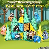 Vista 3 de Magnetic Tiles Set, Magnet Blocks Building Toys, Safari Animals Magnetictile for Toddler 3-5, Assembly 3D Structure Jungle & Forest Theme, STEM