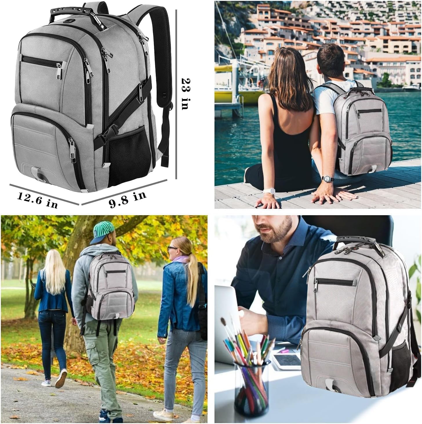 LTINVECK Extra Large 50L Travel Laptop Backpack, Computer bag Backbag, TSA Friendly Durable Big RFID Heavy Duty Business Tech Backpack Fits 17 Inch Laptops for Men Women, Grey