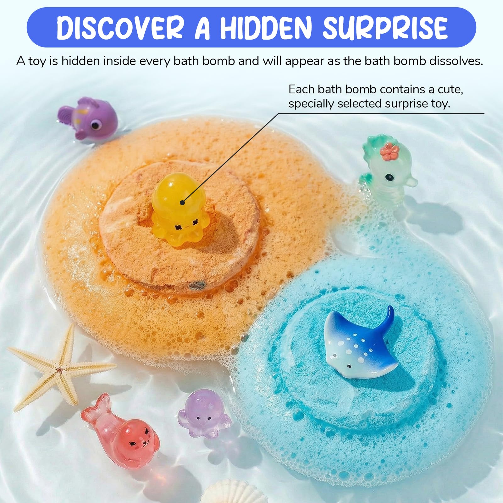 Bombe da bagno con sorpresa, 12PCS Bombe da bagno bambini, bombe da Bagno in Schiuma Organica Naturale, Regali per Ragazzi e Ragazze,bath bomb gift