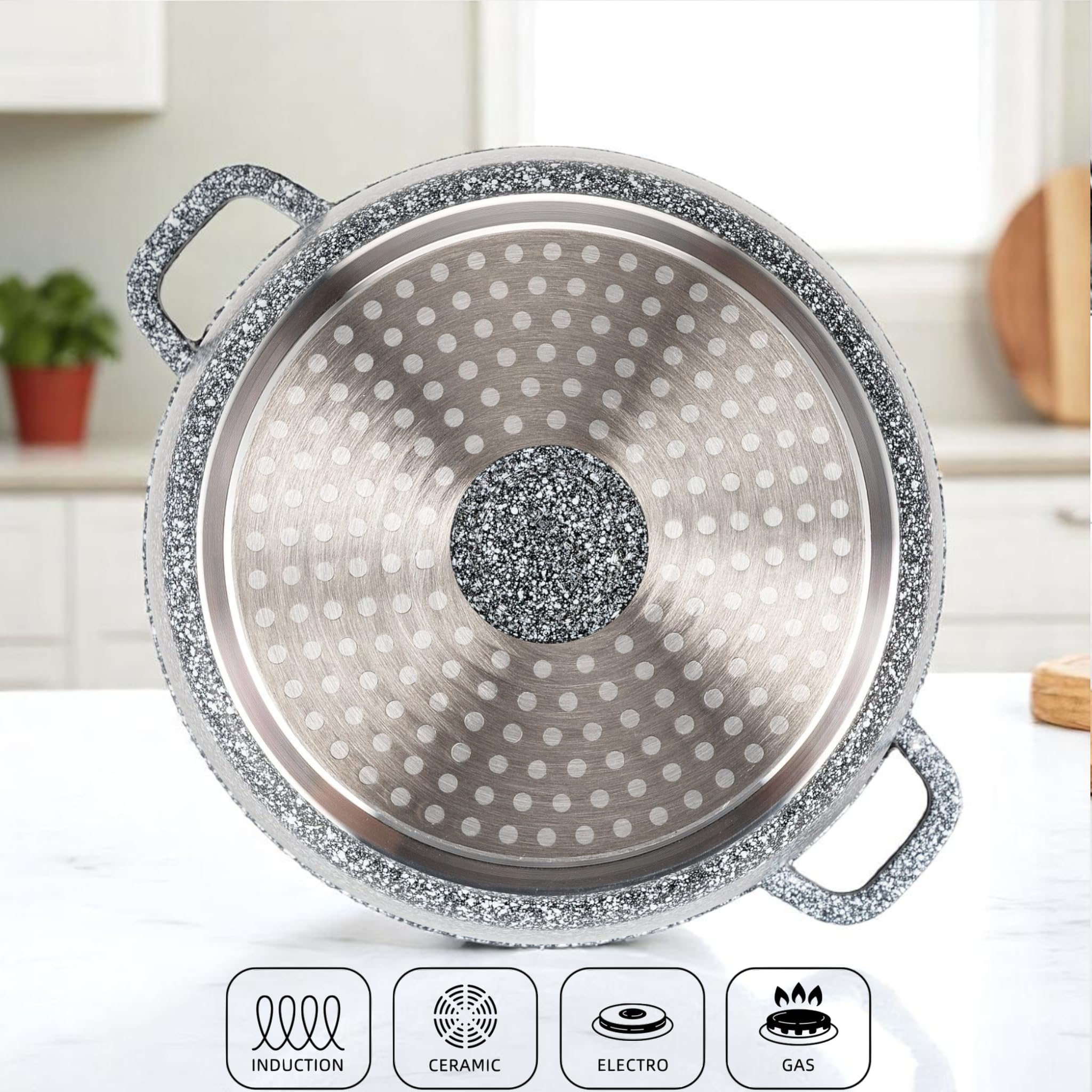 EliteHoff Inductiekookpannenset met glazen deksel, aluminium pannen met antiaanbaklaag, kookpan voor alle soorten fornuizen (grijs, 8-delig