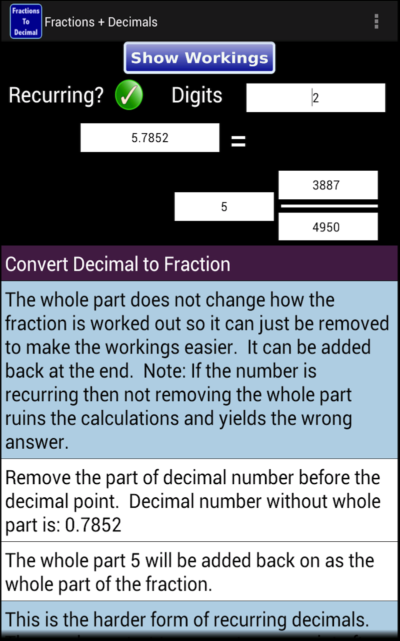 Fractions/Decimal Calculator - App on Amazon Appstore