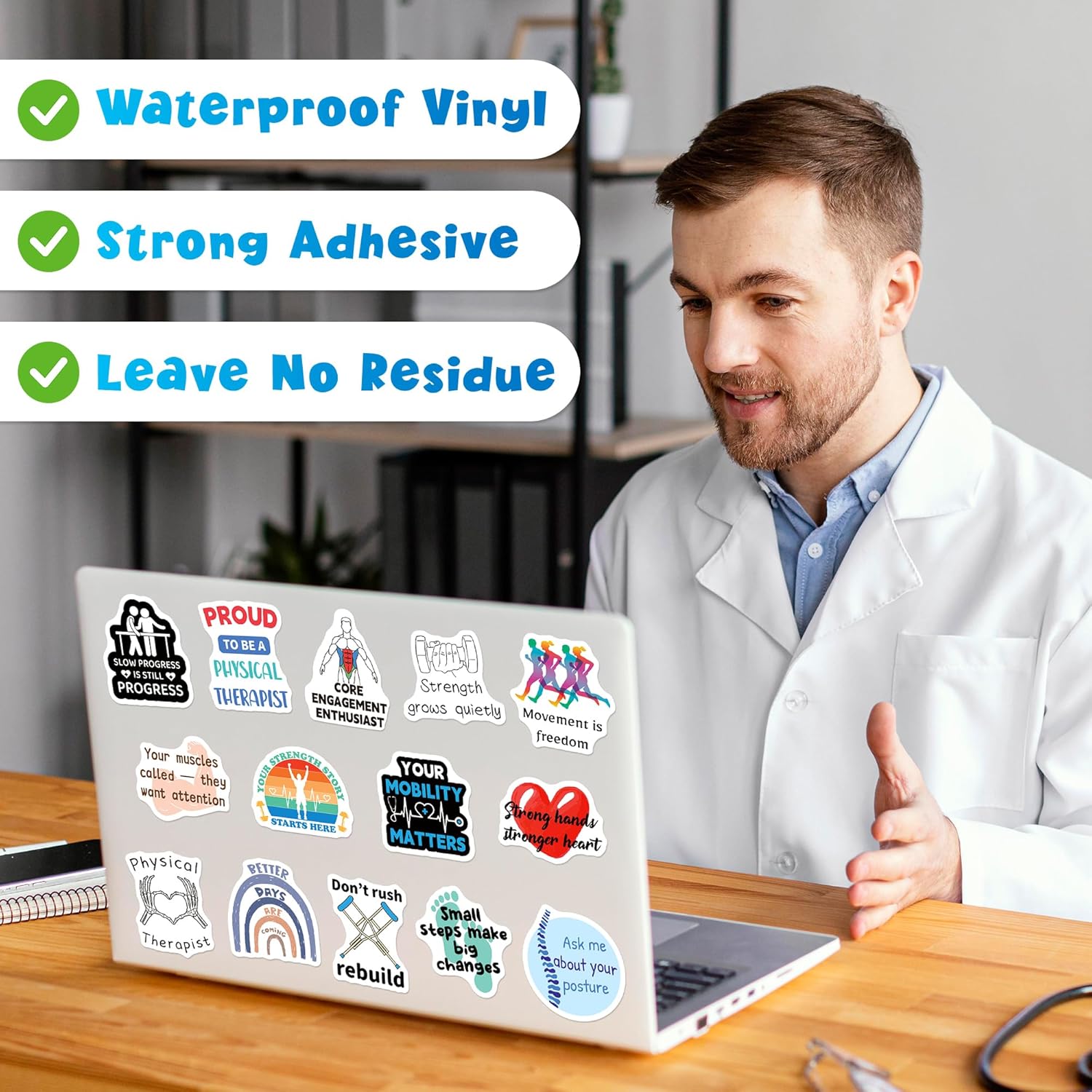 200PCS Physical Therapy Stickers, Vinyl Physical Therapist Decals for Women Men, Waterproof PT Rehab Positive Stickers for Water Bottle Laptop Phone Journal Office Decor - Image 3
