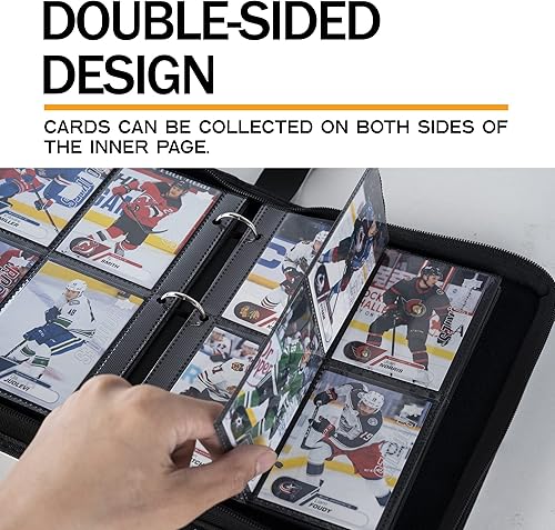 Miniatura 3 de D DACCKIT Hockey Card Binder - Holds 440 Hockey Cards, 4 Pocket Card Holder Book for Hockey Trading Cards, Card Collector Album with Zipper Storage