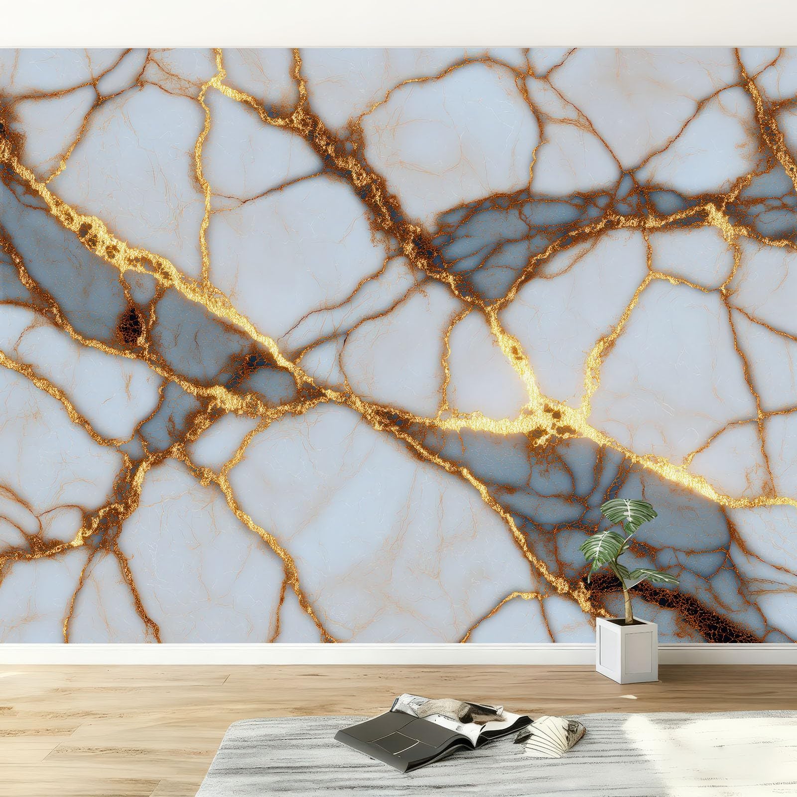 Fototapeta ścienna, marmur, złoty, 350 x 256 cm, fototapeta, realizm, flizelina, tapeta do salonu, sypialni, pokoju dziecięcego, telewizora, sofy, tło, rodzinna dekoracja ścienna
